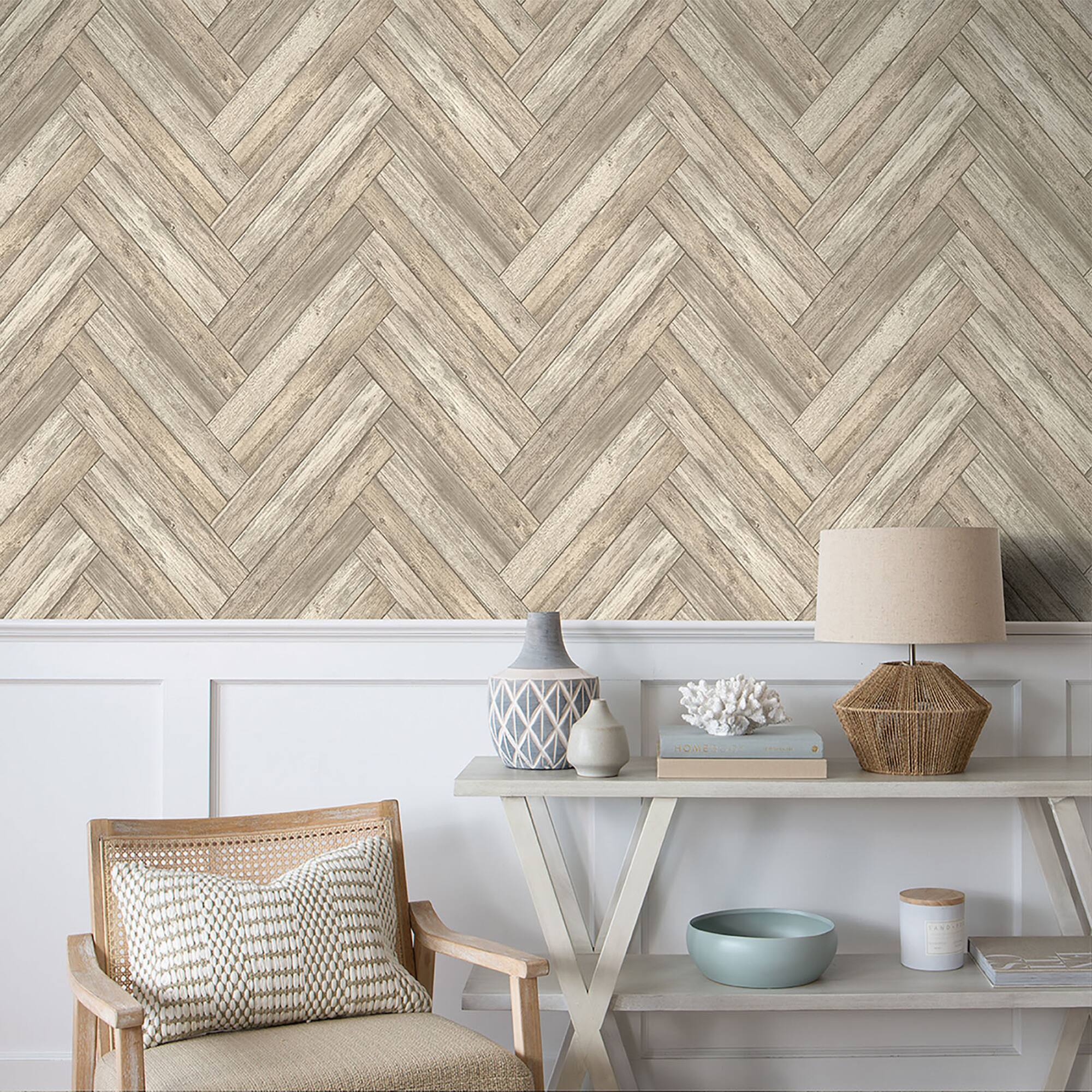 Surface Style Herringbone Wood Peel & Stick Wallpaper